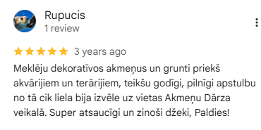 Rupucis atsauksme par Akmeņu Dārzu