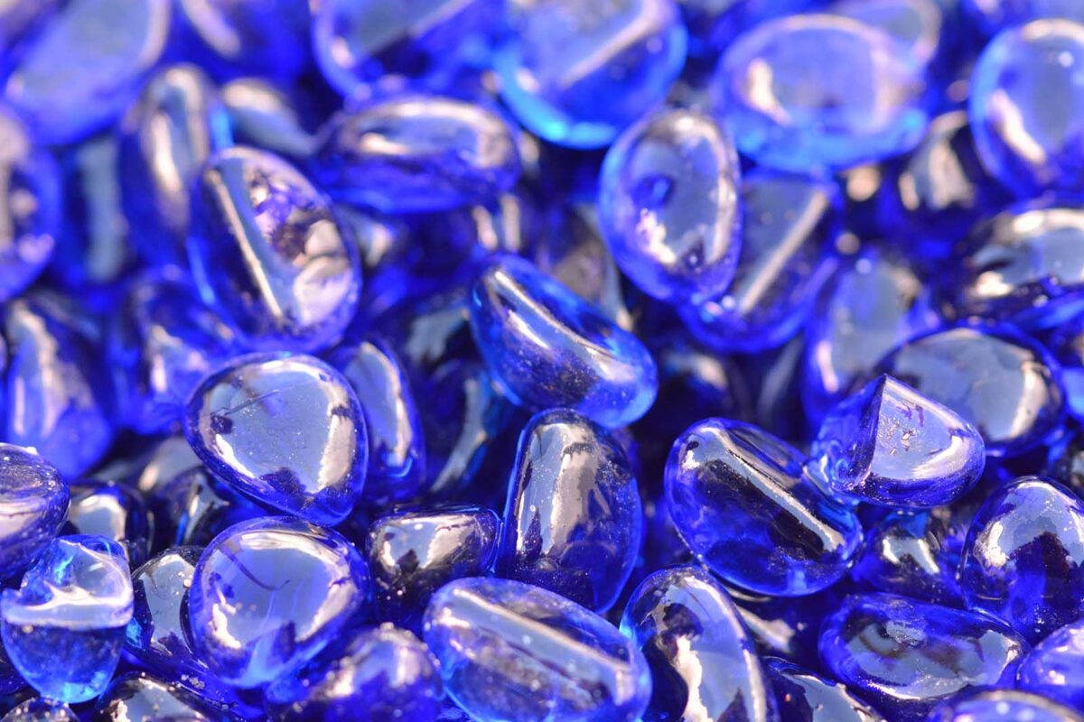 Dekoratīvie akmeņi - stikls, blue 10-20mm, 1kg 