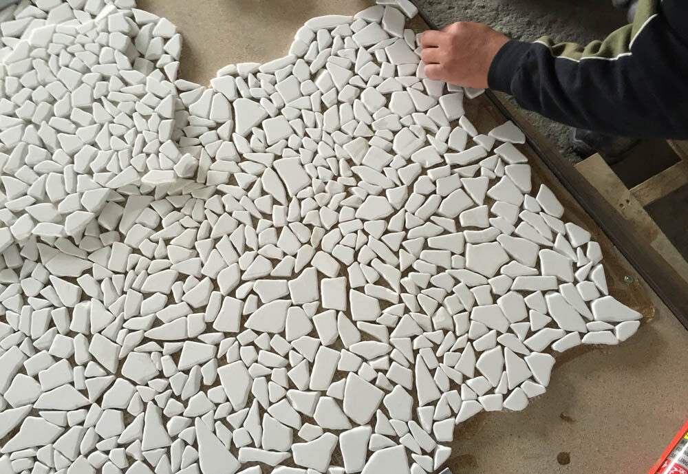 Marmora mozaika Crazy Paving Tumbled Thasos 30x30cm