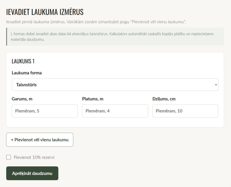 Akmens daudzuma kalkulators